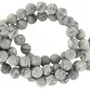 Natural stone beads round 4mm matte Map stone